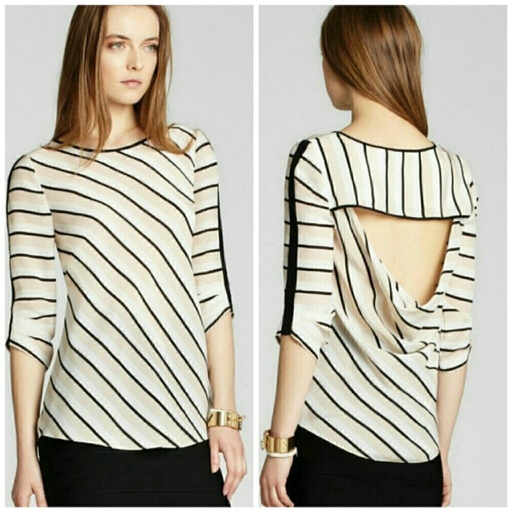 BCBG MaxAzria Maya Diagonal Stripe Silk Top